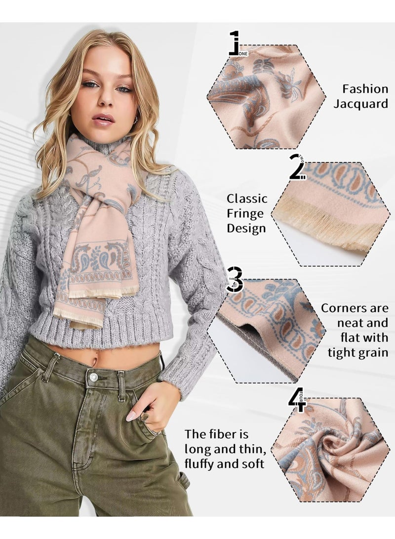 أوشيما شال باشمينا ملفوفات للنساء ، وشاح عطلة عكسية هدايا وشاح زهرة الكاجو الشتاء دافئ الشهال الكبيرة ، وشمال باشمينا الشتاء وملففات للنساء الناعمة الإضافية شال وملففات للفساتين المسائية - Image 3